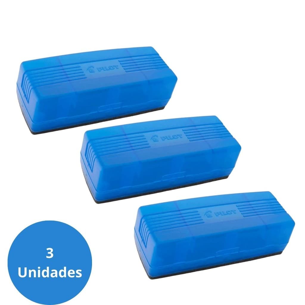 KIT 3 APAGADORES PARA QUADRO BRANCO 150N FLIP TOP COM ESTOJO COM SUBSTITUIÇÃO DE FELTRO PILOT