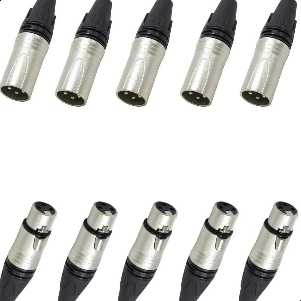 Kit 10 Plug Conector Xlr Cannon Femea Macho Corpo Metalico
