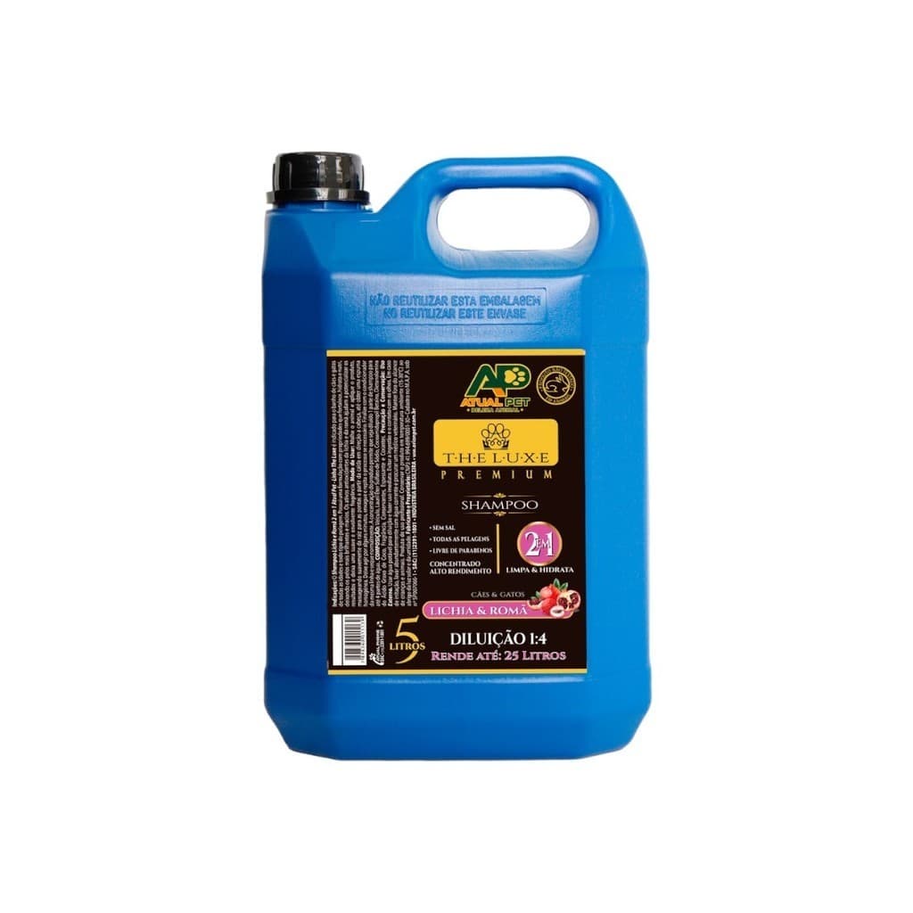 Shampoo Lichia e Romã The Luxe 5L Para Cães e Gatos Banho e Tosa/Petshop Diluição 1:4