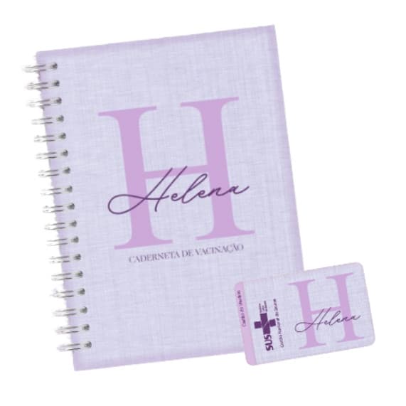 Caderneta de Vacina Capa dura - Personalizada -  Linho Lilás Menina