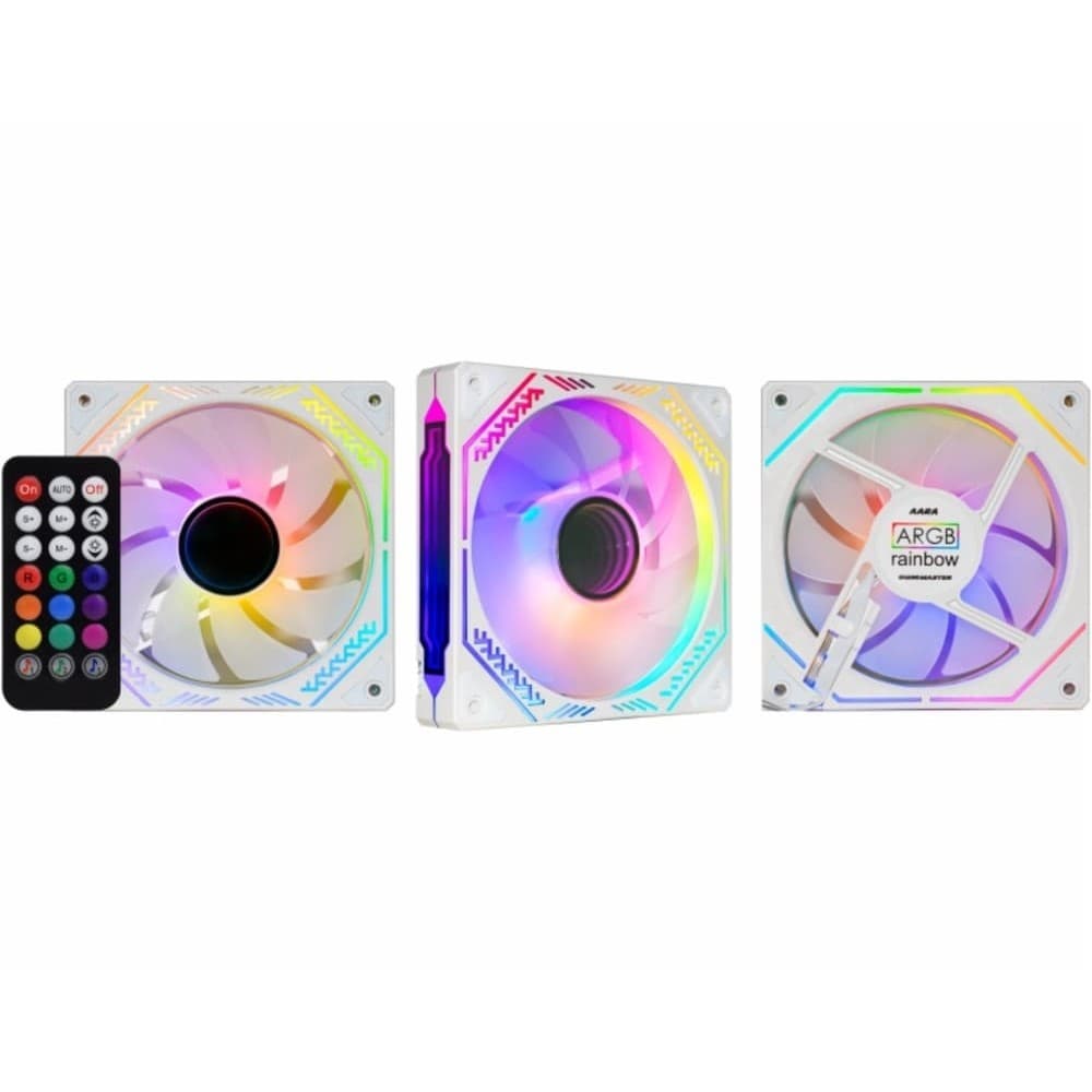 Kit 3 Fans K-mex AARA ARGB Rainbow Infinite Space Branco