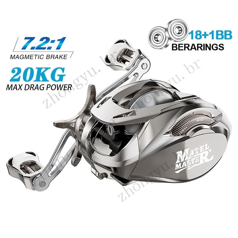 2024 Novo tipo de carretel de pesca fundido 20KG Carretel de pesca com isca de reboque máximo 6.3: 1 Relação de engrenagem Carretel de pesca com linha à prova de explosão com alarme de descarga de energia