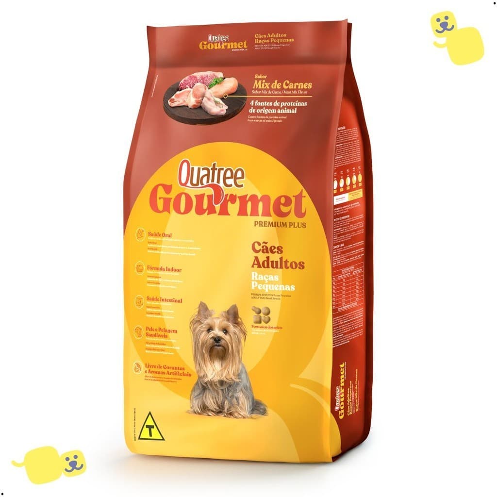 Ração para Cachorro Porte Pequeno Ração Quatree Raças Pequenas Ração Quatree Gourmet Carnes 10,1Kg