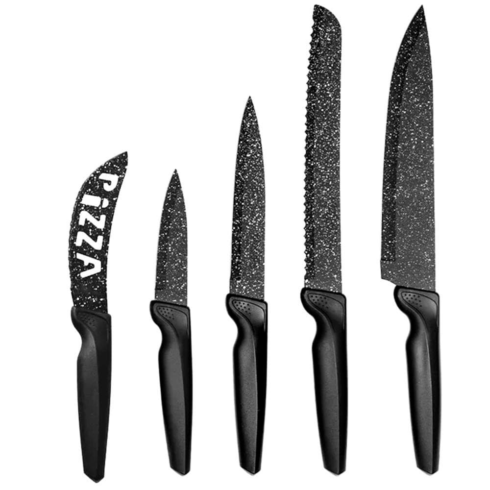 Conjunto de Facas 6 Peças Inox Cozinha Talheres Black