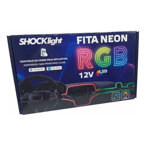 Fita Neon Rgb 5 Canhões Led Painel Carro C/ App Celular