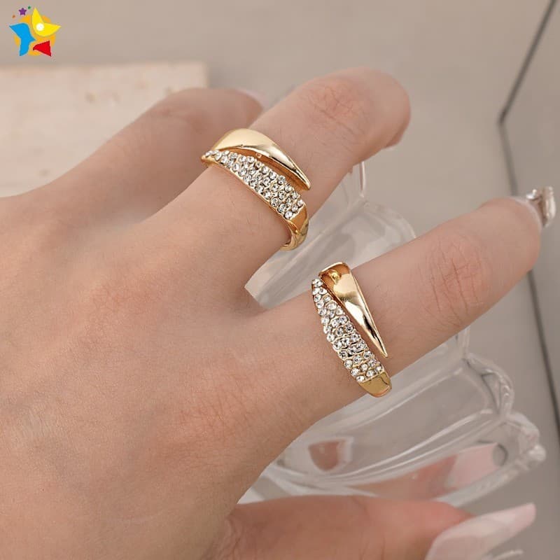 Vintage Punk Fashion Moda Feminina Meninas Zircônio Brilhante Anel Geométrico Metal Personalidade Chic Abertura Ajustável Anéis Dedos Festa Jóias Presentes