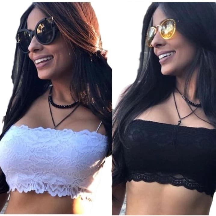 Top Cropped De Renda Com Alcinha Fina Moda Blogueira