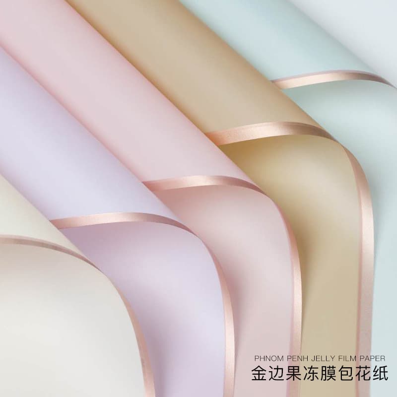 Papel De Embalagem De Buquê De Flores Com Uma Sensação De Alta Qualidade , Material Floral Coreano , Borda Dourada , Fos