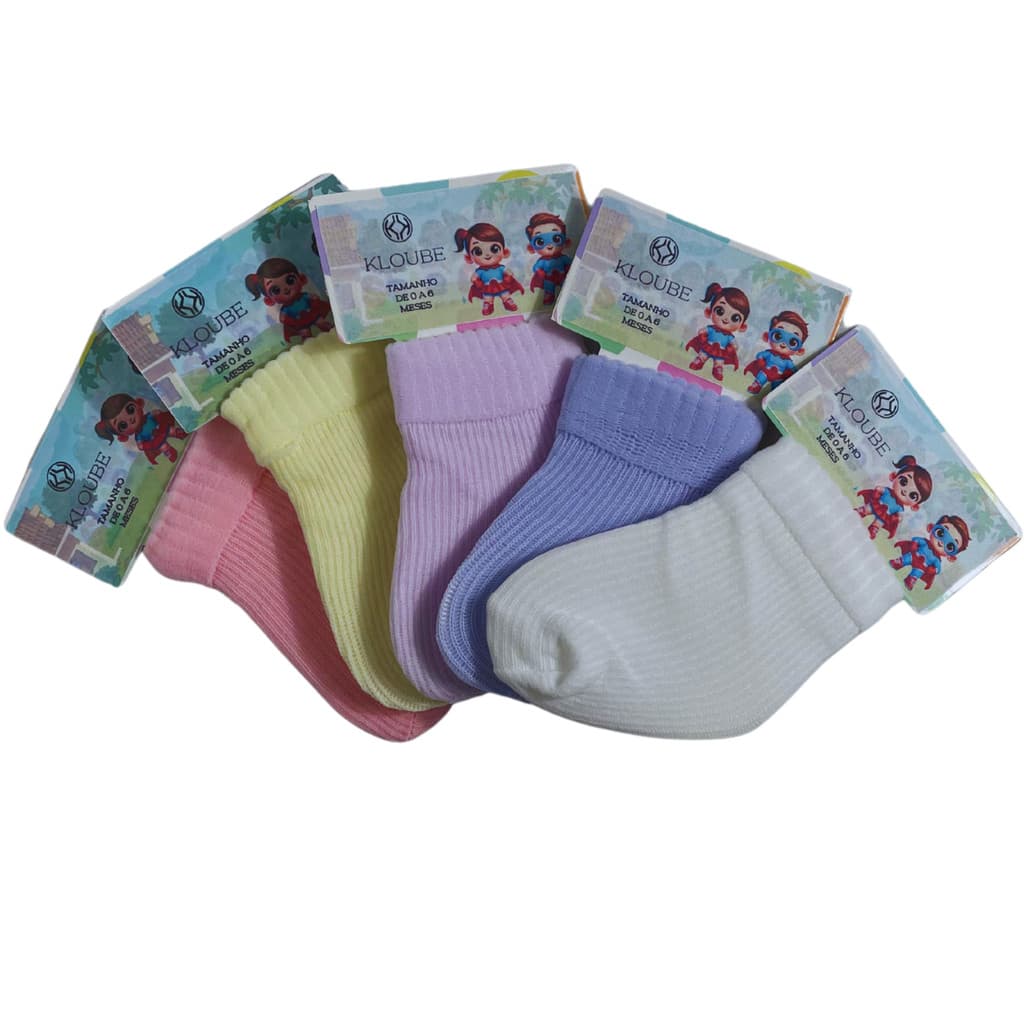 Kit 12 Pares de Meias para Bebê Recém Nascido - saída de maternidade Sortidas - 0 a 10 meses
