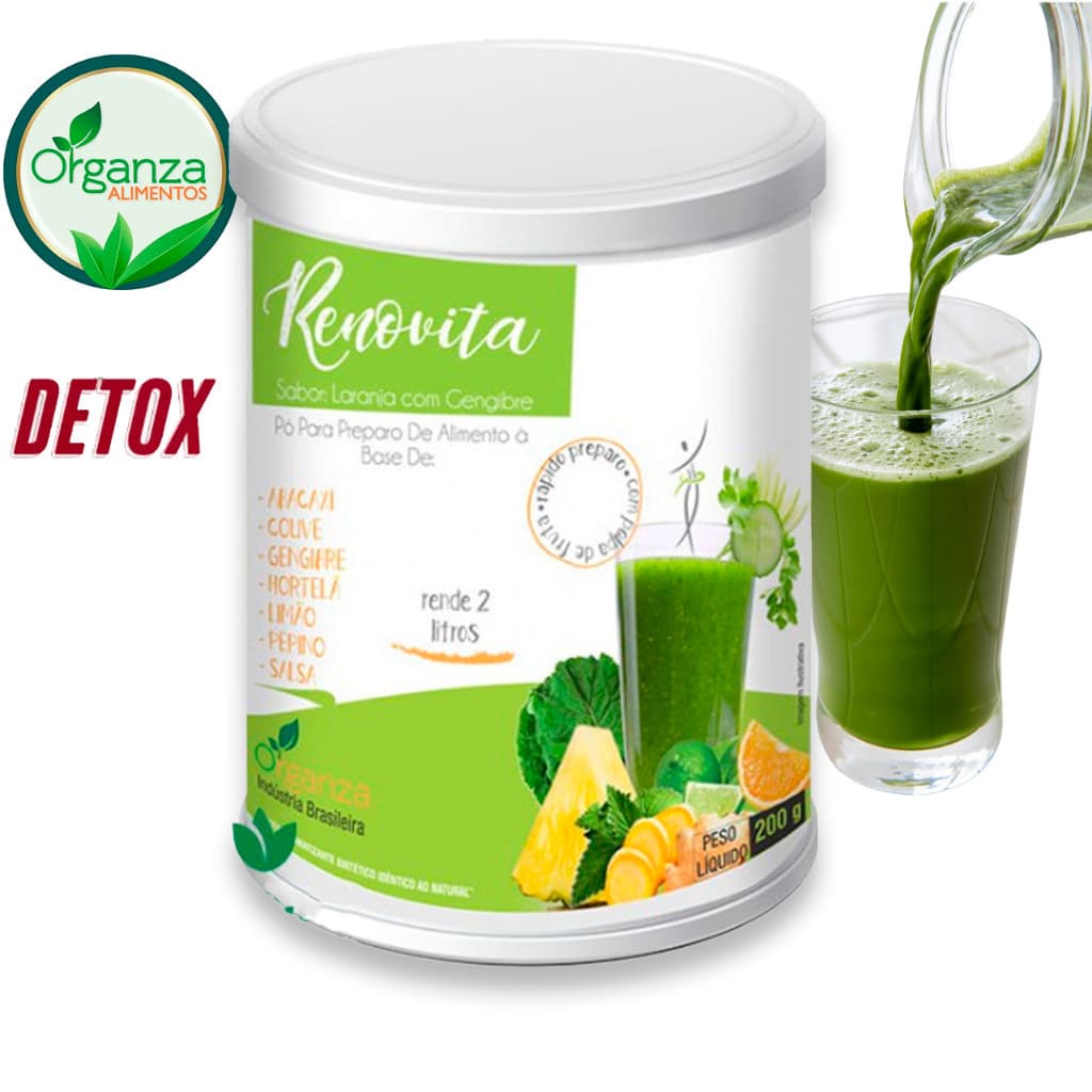 Suco Detox Refinax/Renovita Antioxidante 200g Organza Rende 2L Não Contém Glúten Contém Aromatizante Sem açúcar