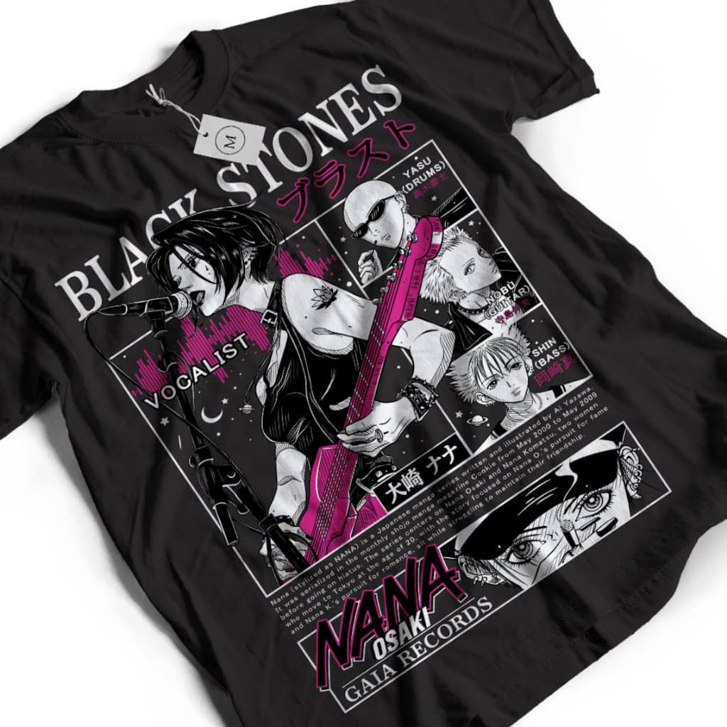 Camiseta Unissex Algodão Black Stones Nana Osaki