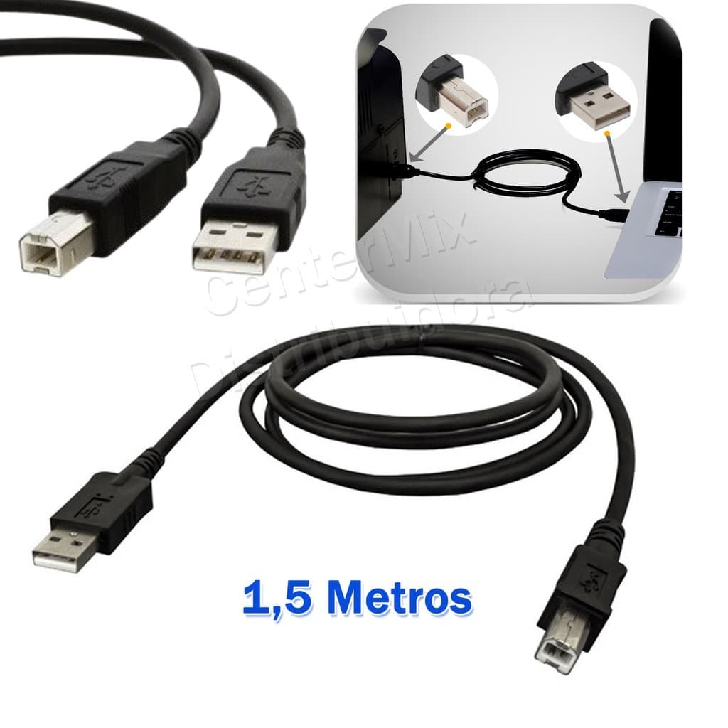 Cabo Impressora 1,5m Scanner Emborrachado Hp Canon