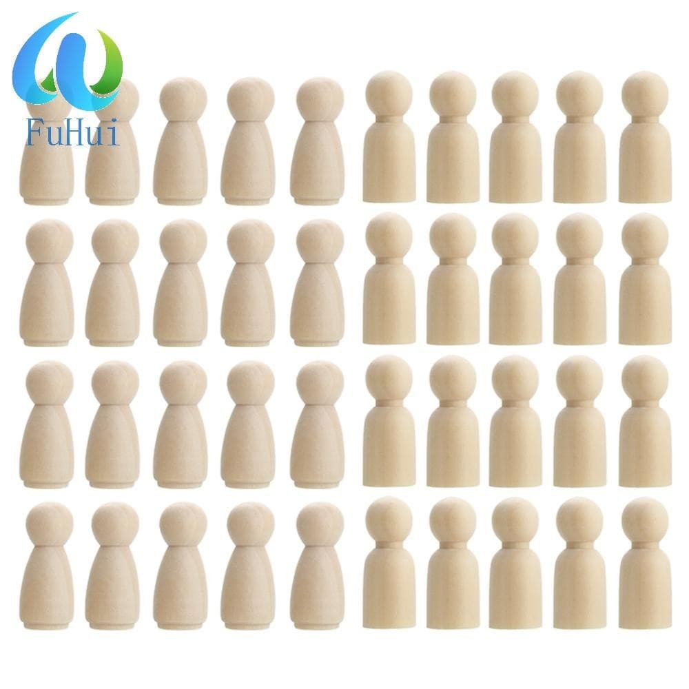 FUHUI Boneca Peg Doll for Children Kids 20pcs Blank Natural Artesanato Masculino Feminino Feito À Mão