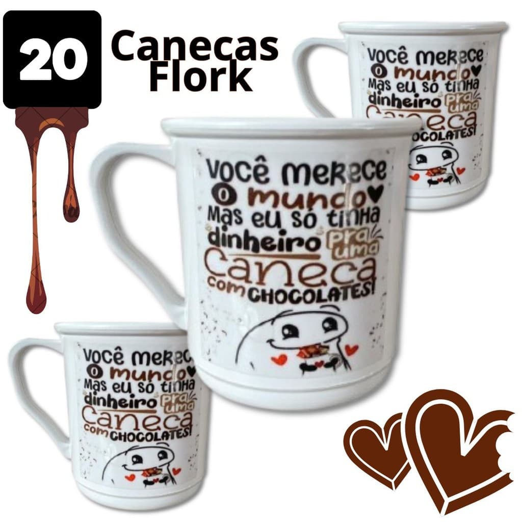 Kit copo caneca alça lembrancinha dia dos namorados colocar chocolate desenho flor vc merece o mundo
