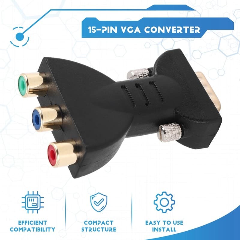 3 RGB Fêmea Para HD 15 Pinos Estilo VGA Componente Adaptador De Entrada De Vídeo Conventer