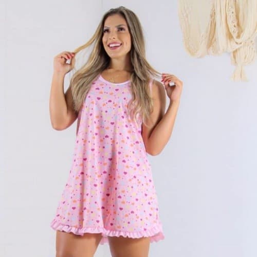 Camisola Babado Feminina Estampada em Poliéster Leve e Confortável