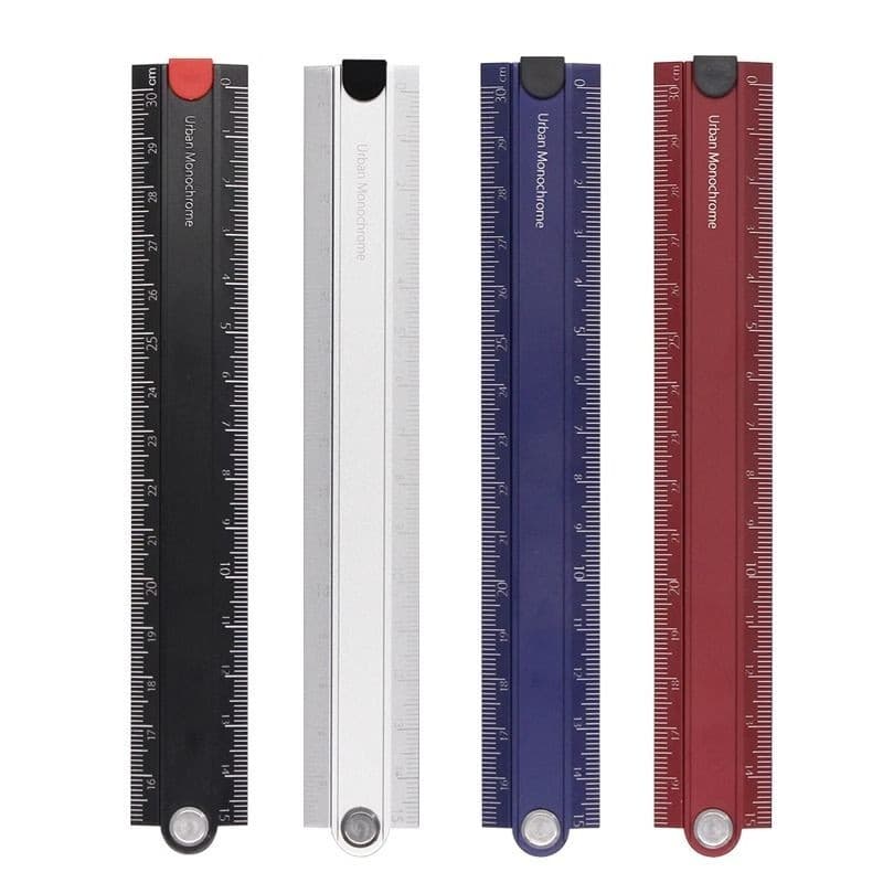 Régua dobrável de alumínio KOKUYO WSG-CLUW30, 15 cm/30 cm, régua de metal, ideal para desenho escolar e medições de escr