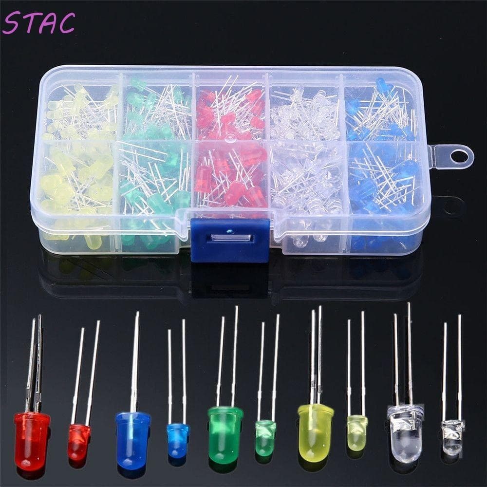 STAC 200pcs Kit De Diodo LED Azul Branco Ultra Brilhante Lâmpada De Bricolagem 5mm