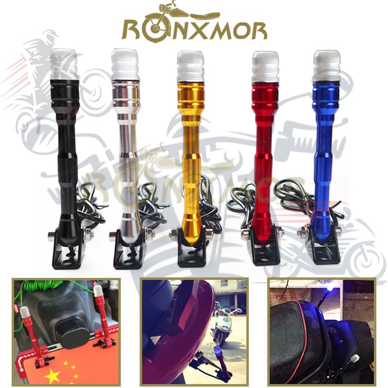 RONXMOR 1PC Nova Motocicleta Luzes LED Acessórios Decoração Da Placa De Licença Produtos Personalizados Antena Segurança