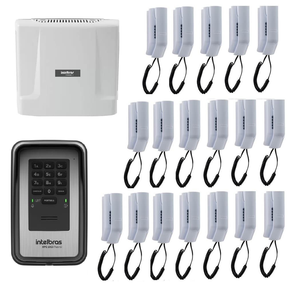 Kit Central de Interfone Condomínio 24 Ramais Comunic 48 + 18 Terminais + Porteiro XPE 1013 Plus ID