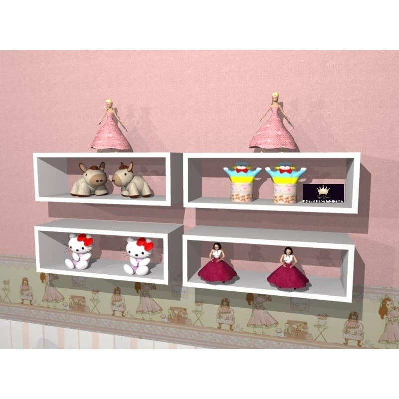 Kit C/ 4 Nicho Cubo Decorativo Coleções Em 100% Mdf Branco .