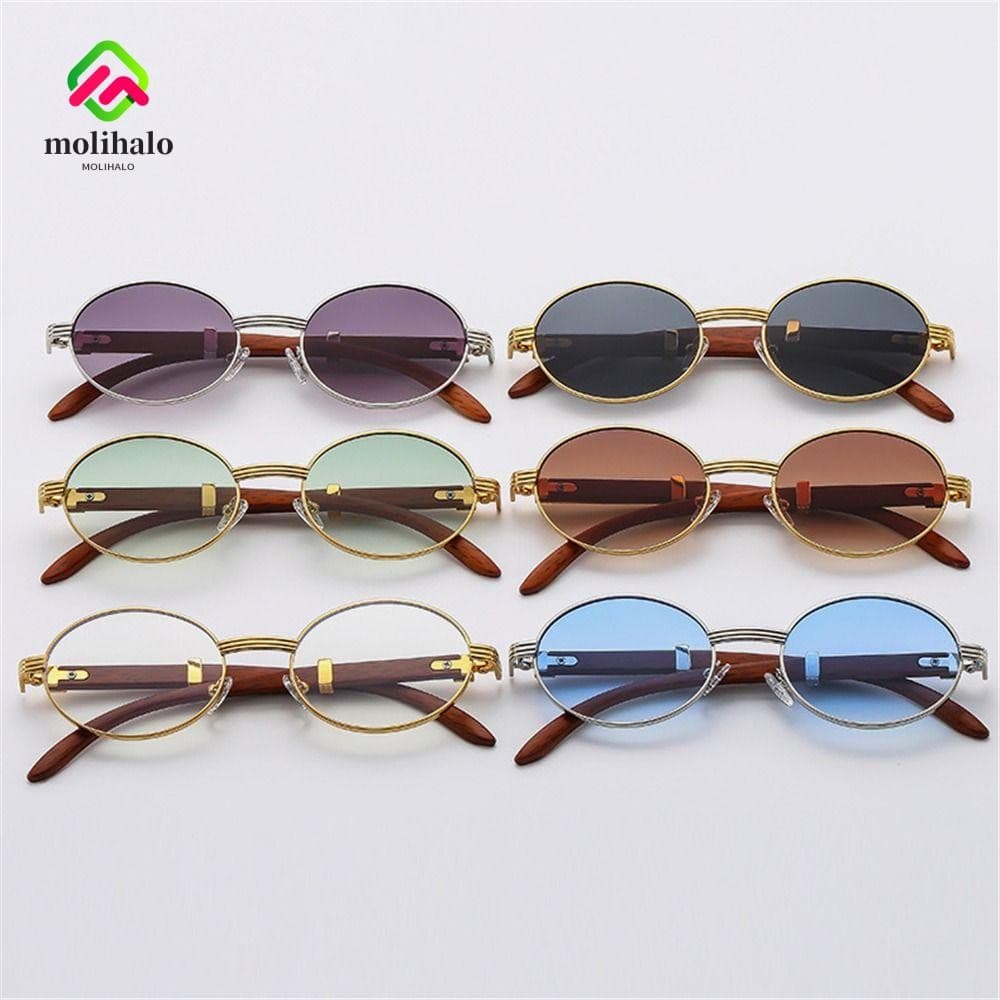 Óculos De Sol Redondos Vintage MOLIHALO , Ovais Clássicos De Armação Pequena Punk De Luxo Da Moda