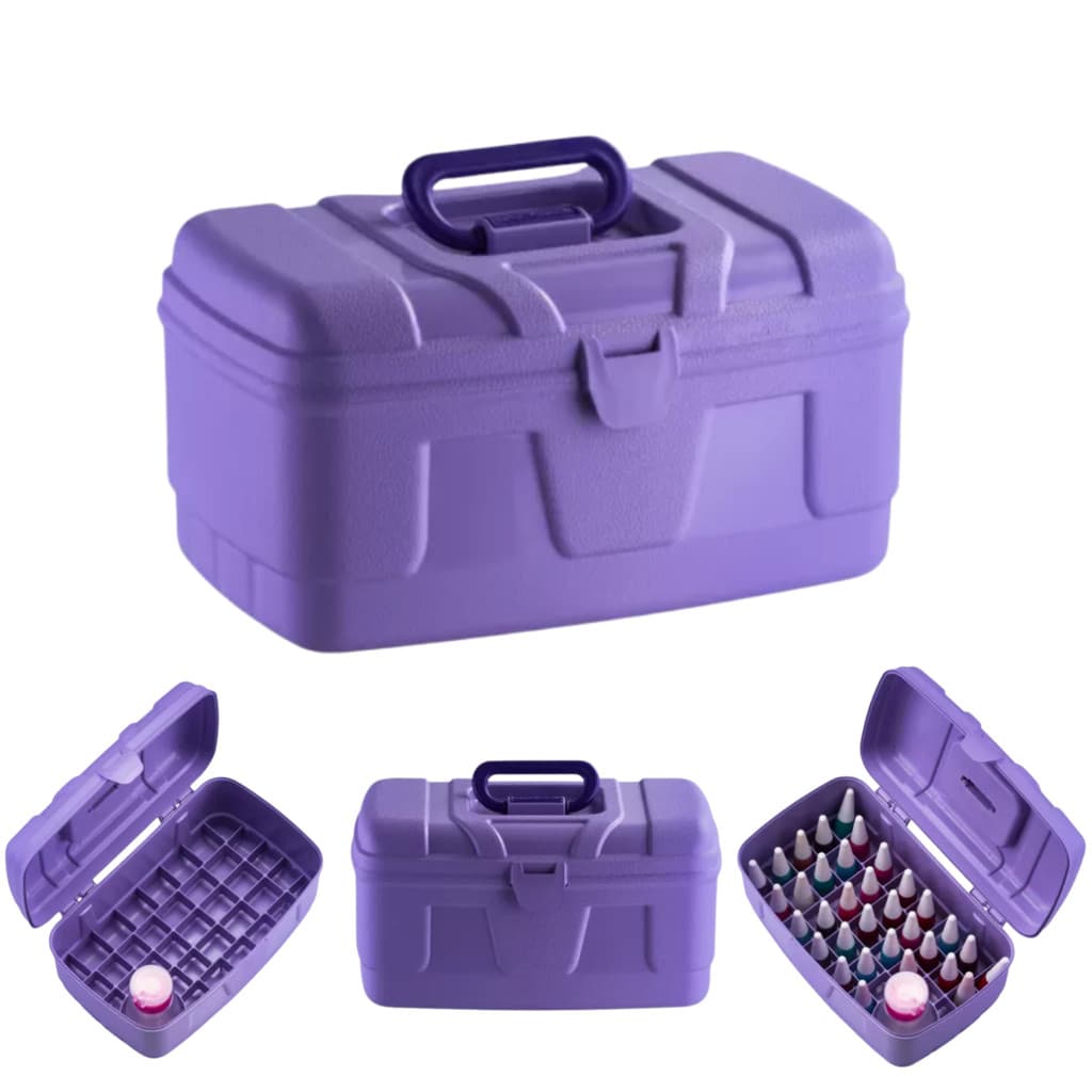 Maleta Organizadora de Esmaltes com Alça Manicure Profissional Salão de Beleza Dompel Roxa