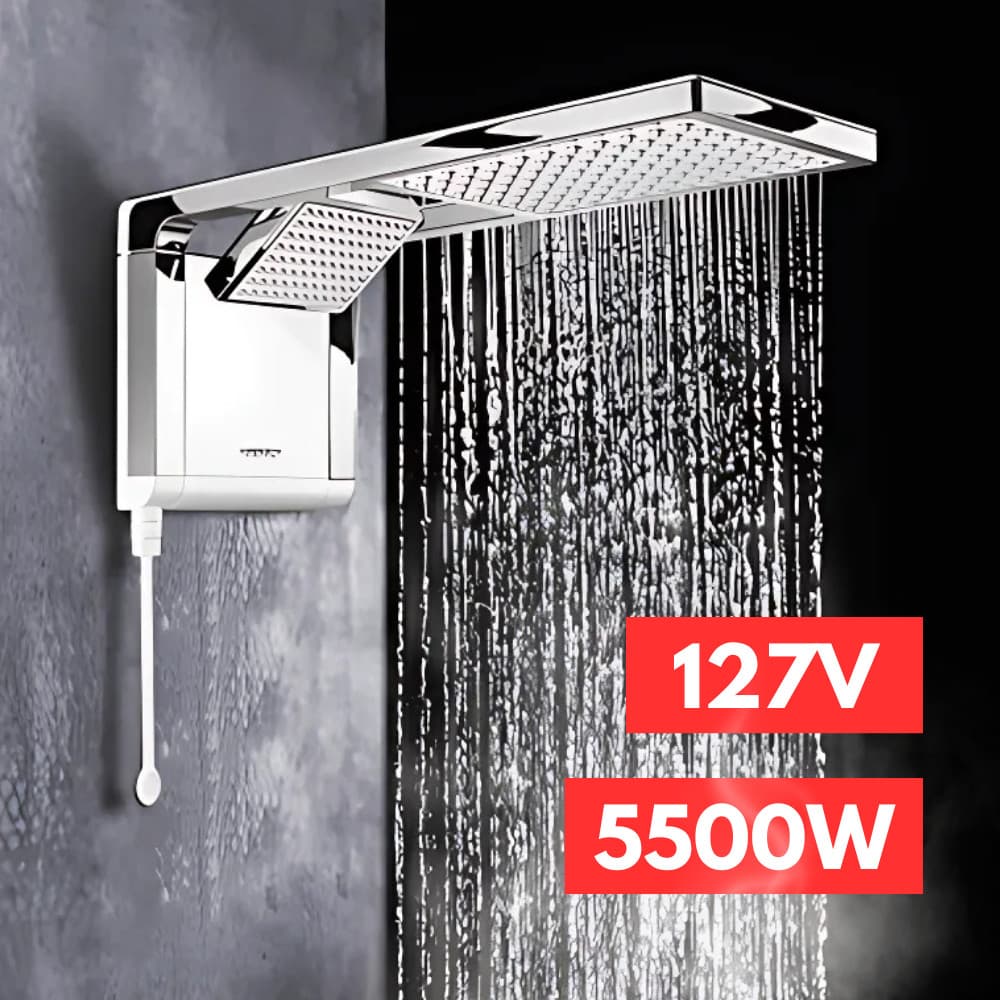 Chuveiro Ducha Elétrico Acqua Duo 127V 5500w Branco Cromado Lorenzetti Jato Direcionável Elegante