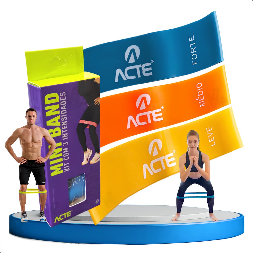 Kit Faixas Elásticas Mini Band 3 Intensidades Leve Médio Forte Treino Yoga Fisioterapia Pilates - T71 Acte