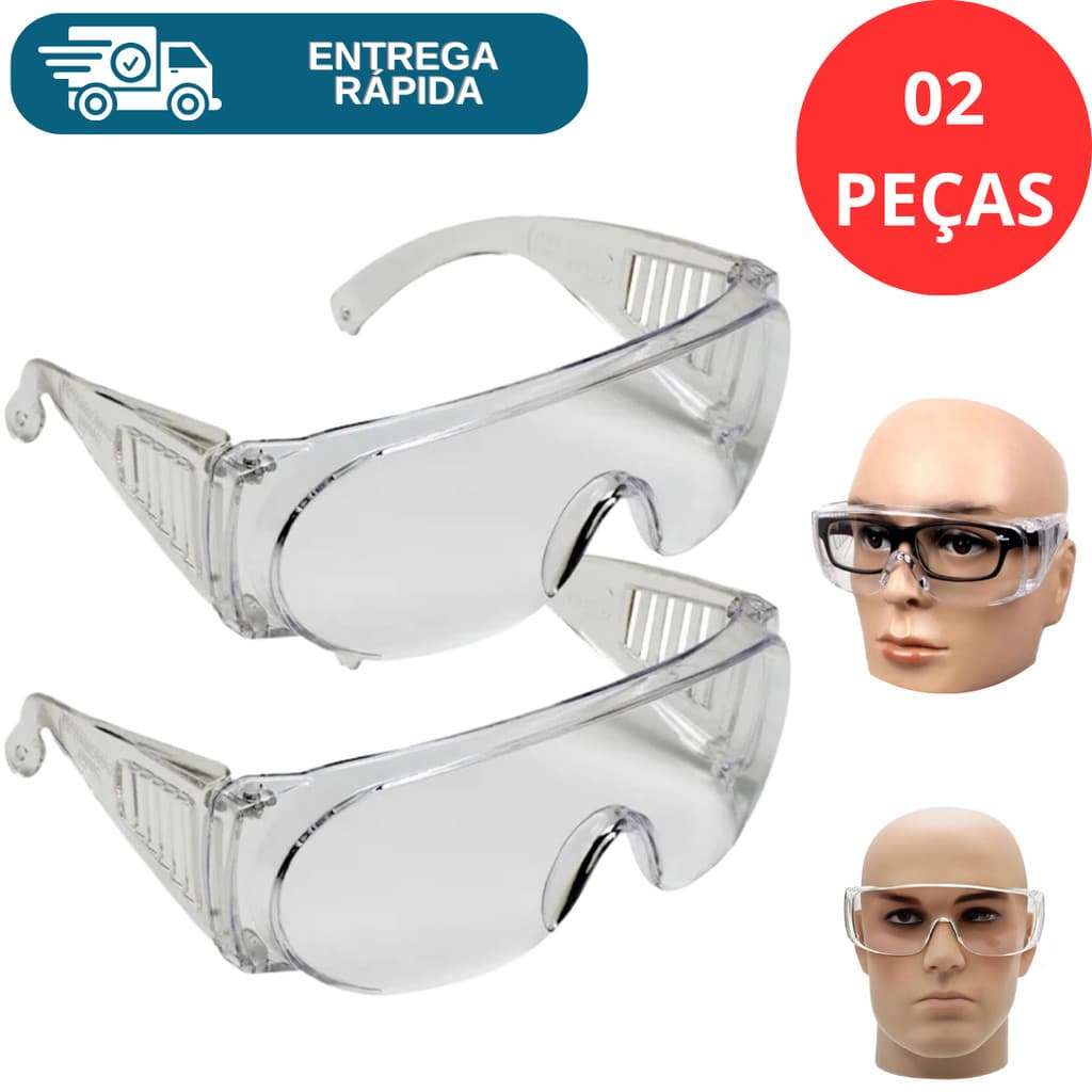 Kit 2 Óculos De Proteção Sobrepor Óculos De Grau Protector Valeplast Segurança Epi Obra Indústria