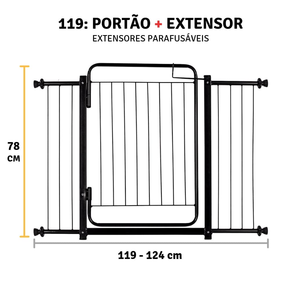 Grade Portão Proteção Pet Cachorro 119 A 124 Cm Criança Cães