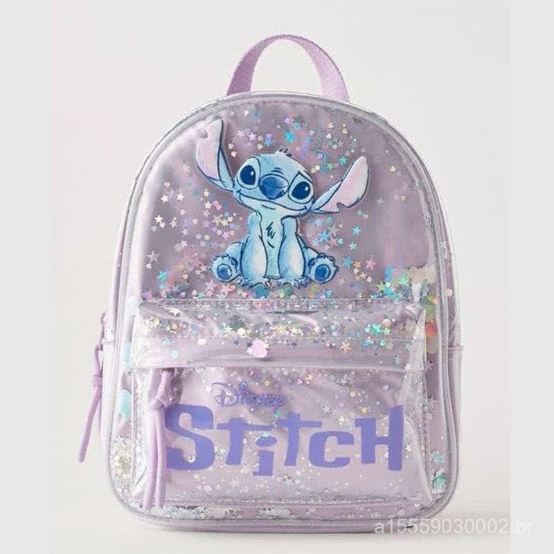 Stitch mochila holográfica prata Luxcel material escolar menino aprimorado masculino à prova d'água GDA6