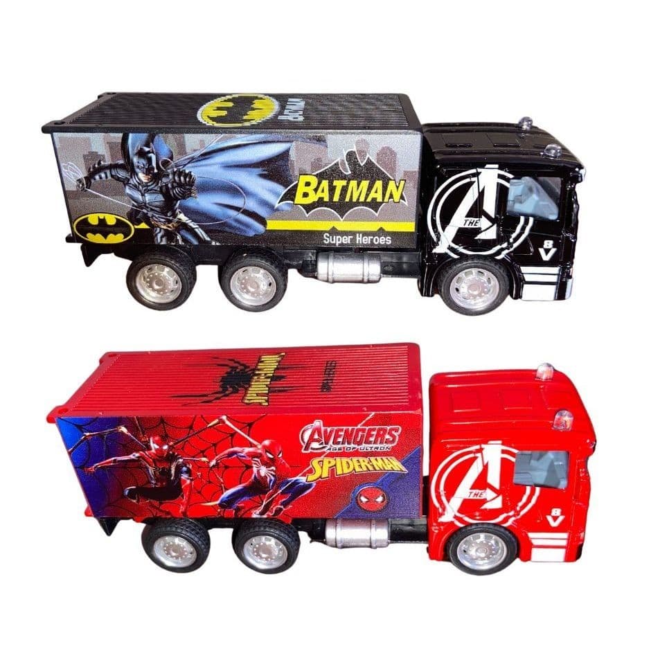 Caminhão Baú Metal Homem aranha e Batman Coleção