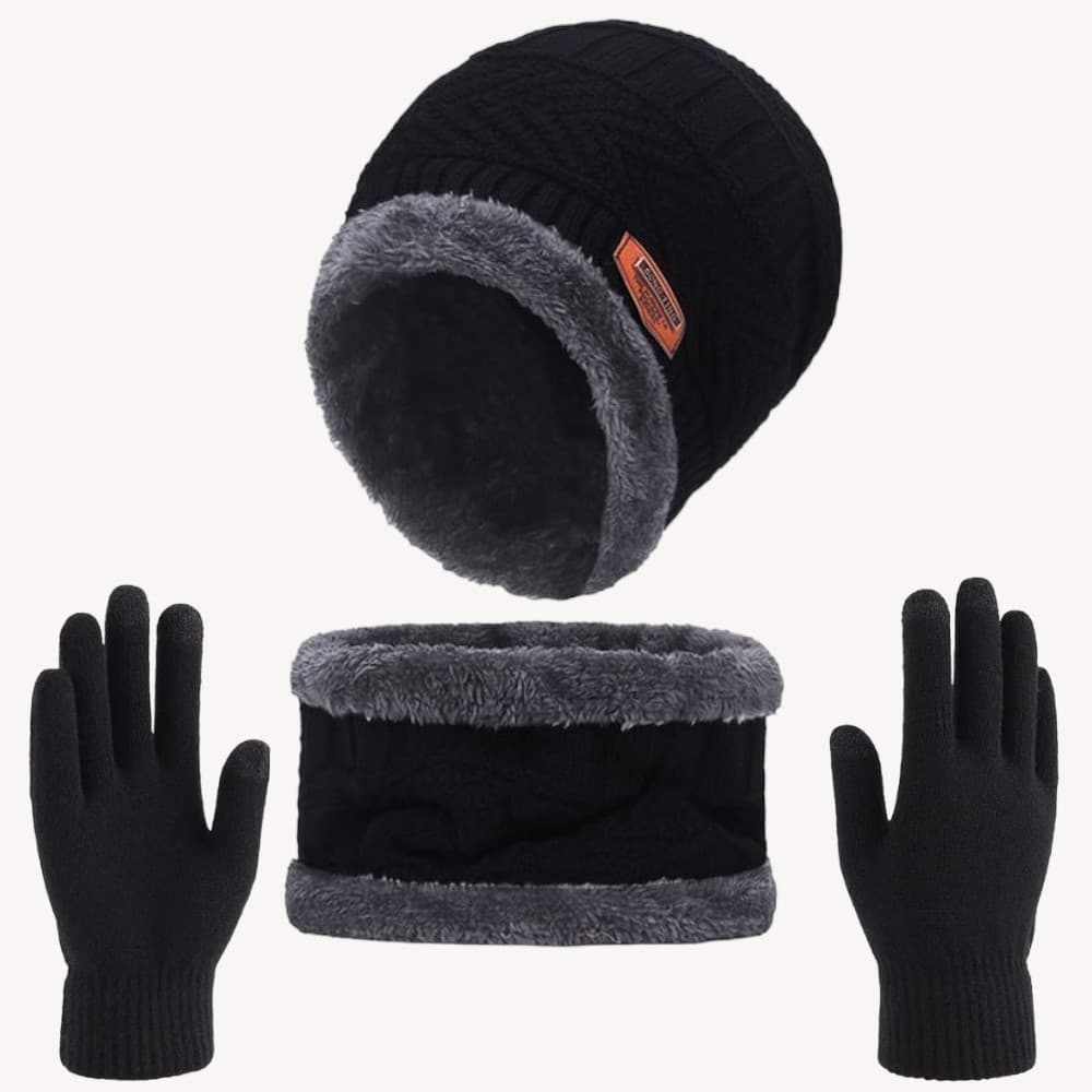 Touca de Frio Forrada + Gola Forrada + Luva normal - Masculina e Feminina Kit Inverno