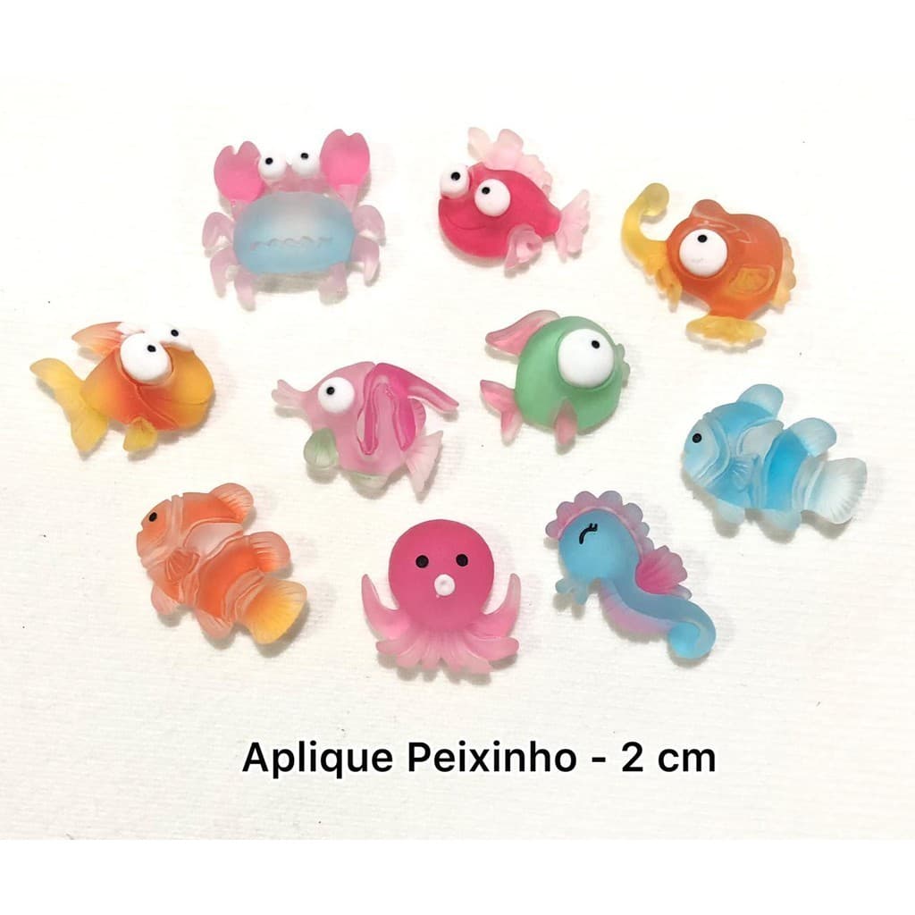 Aplique Peixinho de Resina - 2cm com 10 und Sortidos