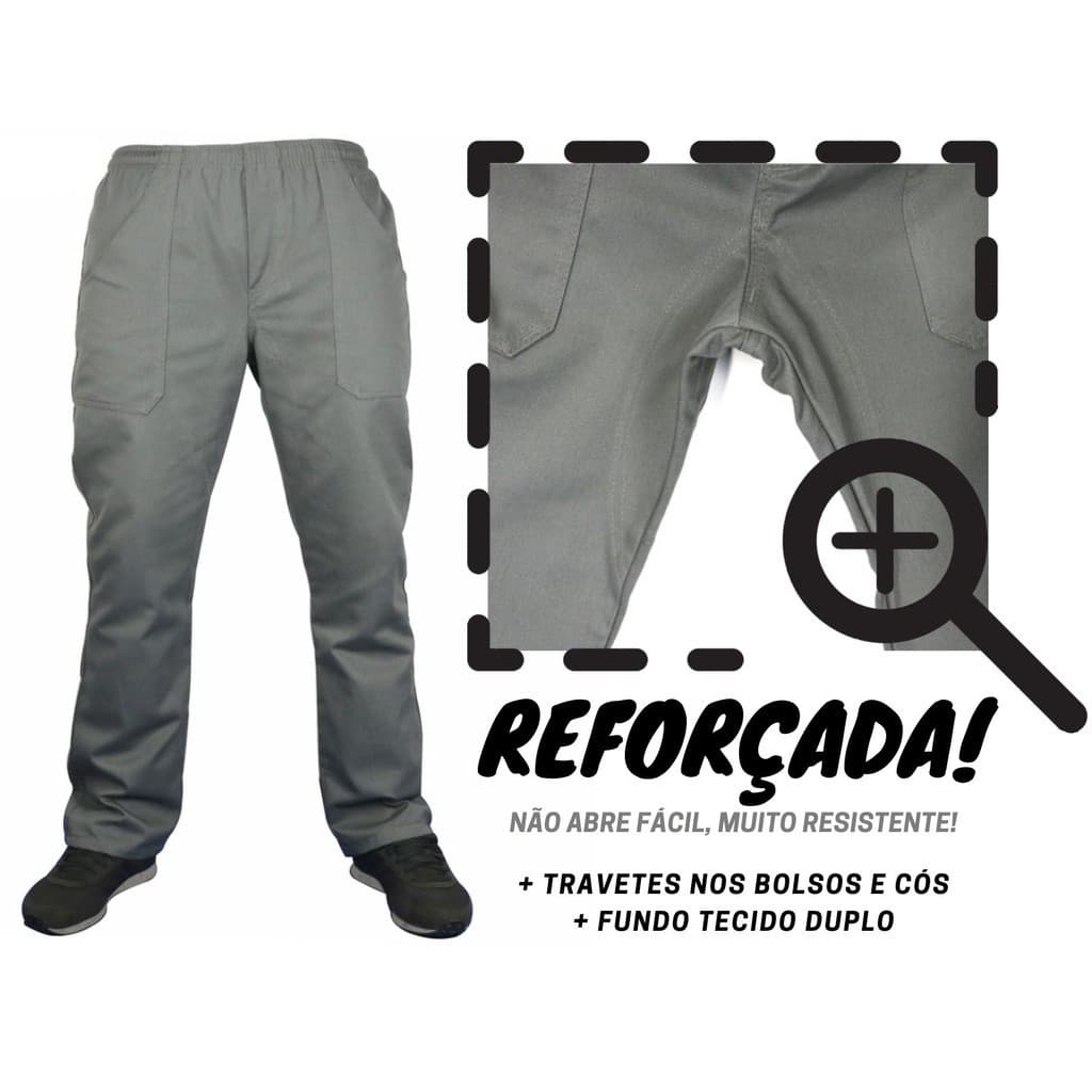 CALÇA SR - Reforçada! Brim pesado Cargo Profissional Cinza Preta uniforme Empresa Serviço Construção