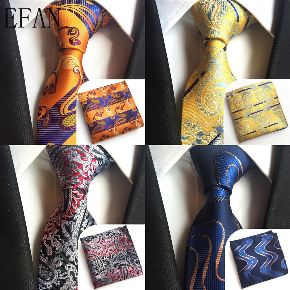 Retro Jacquard 8CM Gravatas De Bolso Para Homens Conjuntos Quadrado Floral Paisley Gravata De Casamento Formal