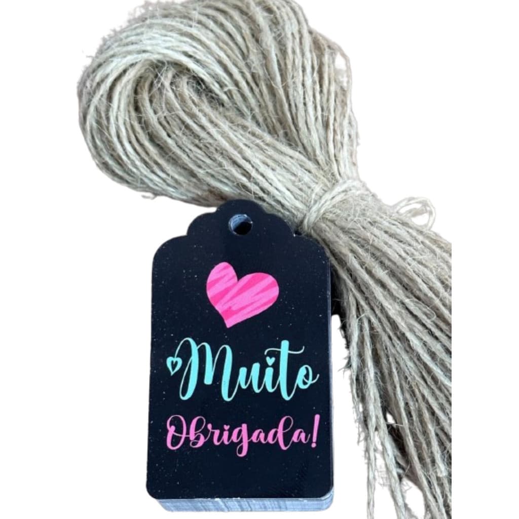 100 Tag Decorativo Muito Obrigada Com Cordão Incluso Mimo Para Cliente