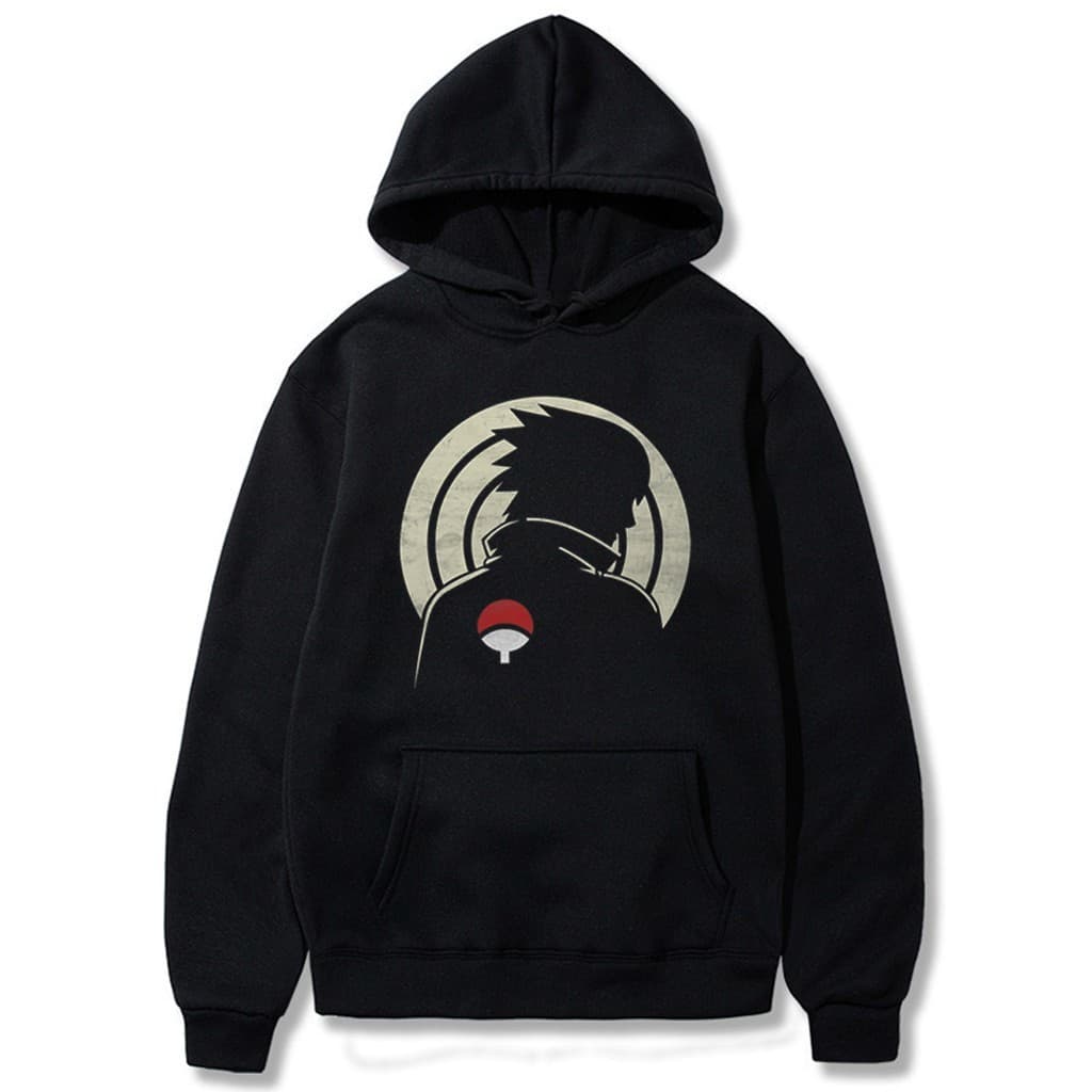 Moletom Canguru Com Capuz Unissex Algodão Anime Naruto Sasuke Uchiha Clã -MAYYN.
