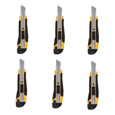 Kit 6 Estilete Profissional 18mm Trava Fixa Emborrachado