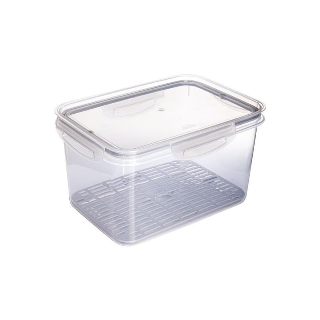 Pote Hermético com Trava e Escorredor 4L Transparente Cinza Alimentos Mantimentos Comida Organizador
