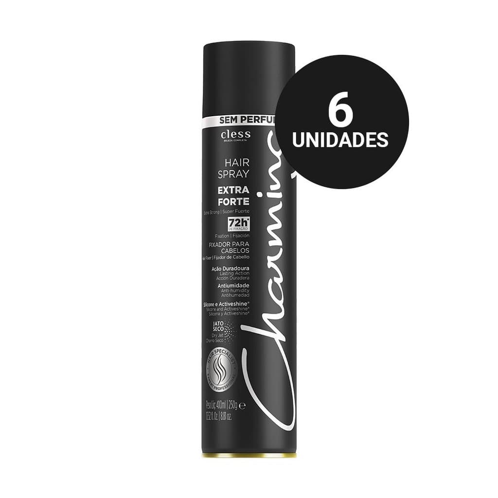 Kit Profissional Hair Spray Charming Extra Forte Sem Perfume (6x400ml)