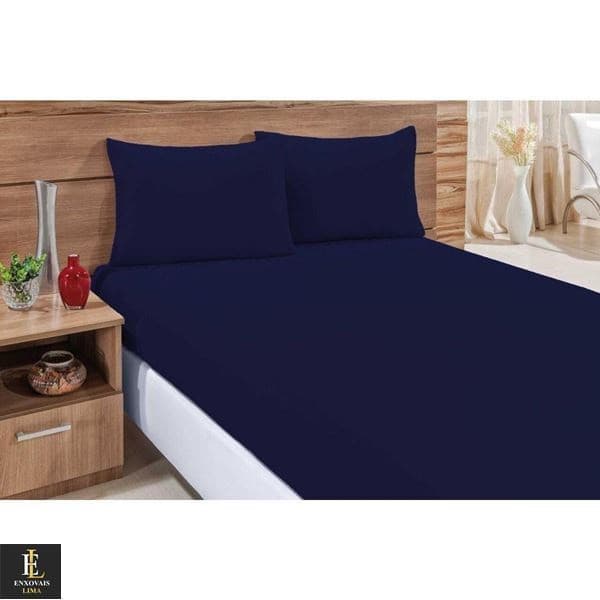 Jogo De Lençol Para Cama Casal Box 3 Peças Com elástico Em Toda A Volta 2 Fronhas 100%algodão/percal
