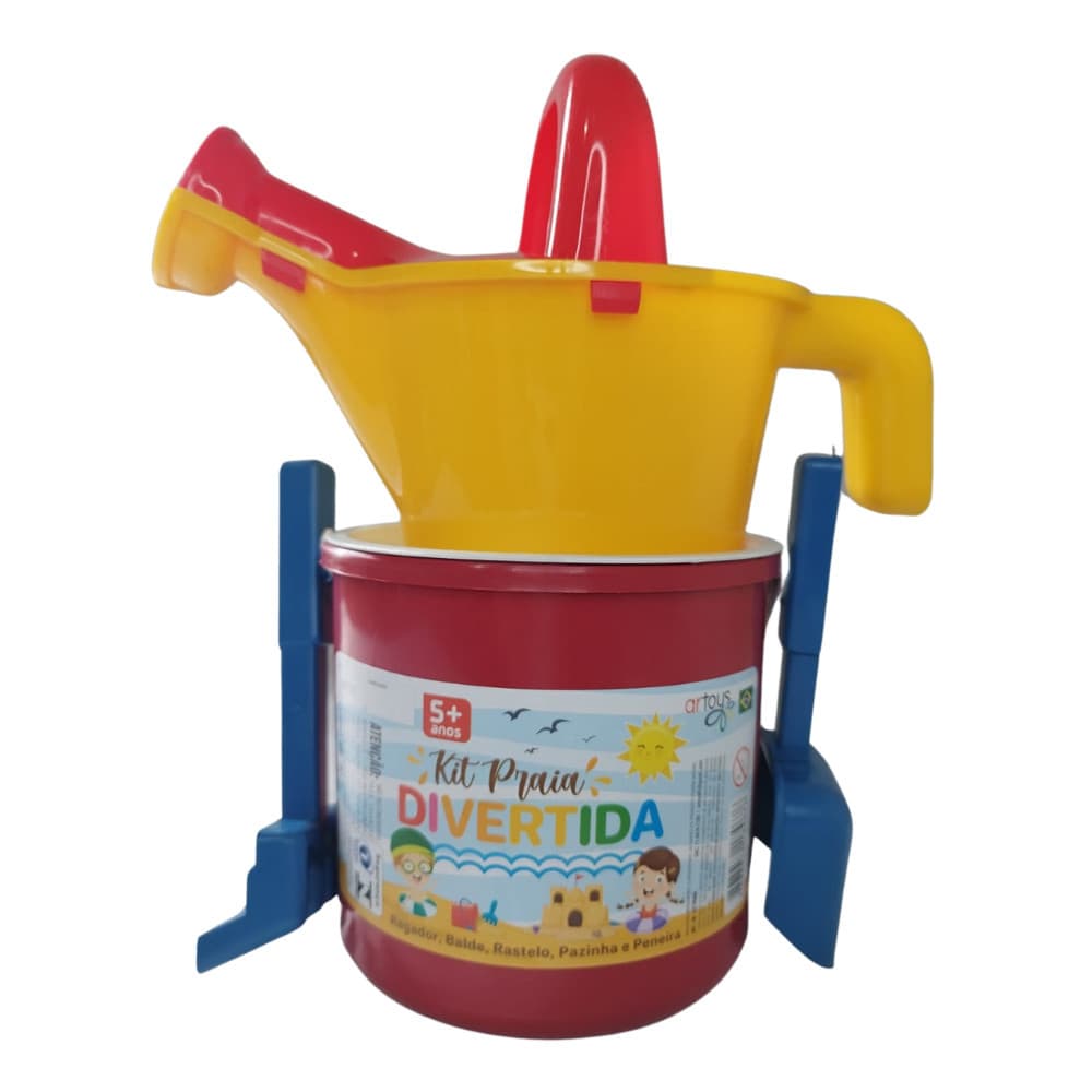 Brinquedo Kit Praia Balde Regador Rastelo Pazinha e Peneira Infantil Utilidades Casa