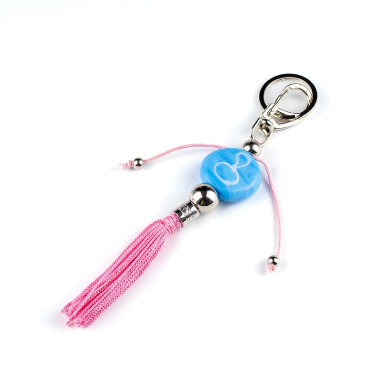 Chaveiro Ibeji Chupeta Azul Claro e Rosa 15 cm em Murano