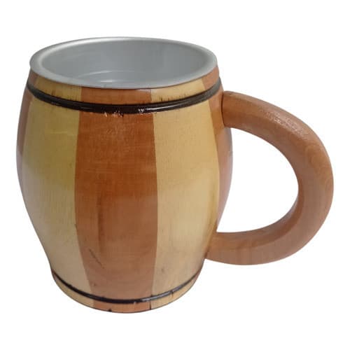 Caneca Térmica Madeira Mescla Preta 400ml