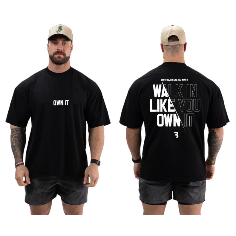 Camiseta Larga Academia Cbum Walk in Like You Oversized Treino Premium 100% Algodão Betrês