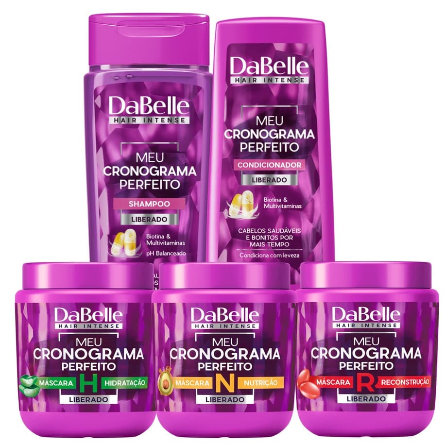 Kit Dabelle Shampoo Condicionador Cronograma Perfeito Máscaras Hidratação Nutrição Reconstrução