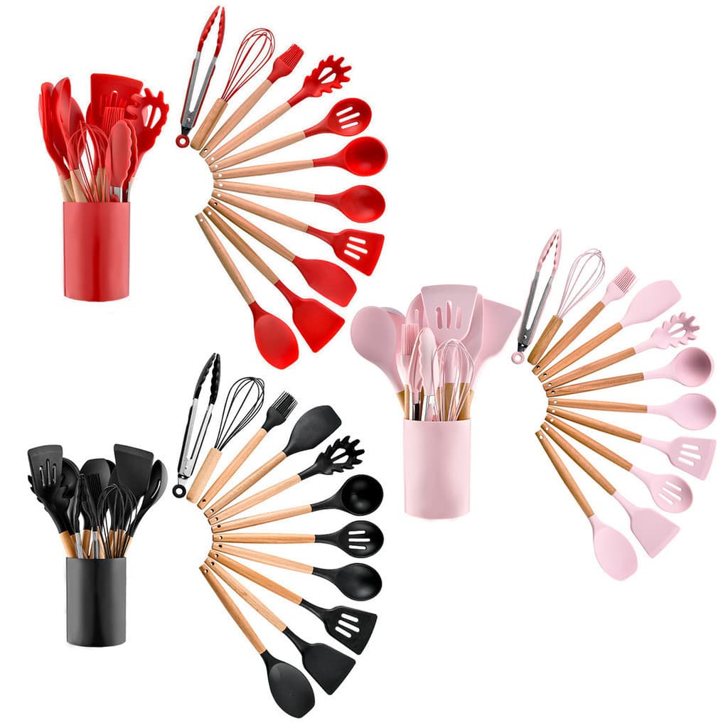 Conjunto 11 peças e Suporte Utensílios de Cozinha Silicone