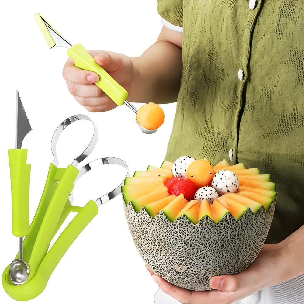 Cortador De Fruta Boleador De Frutas Esculpir Decorador De Legumes Fatiador Alimentos Cozinha Inox